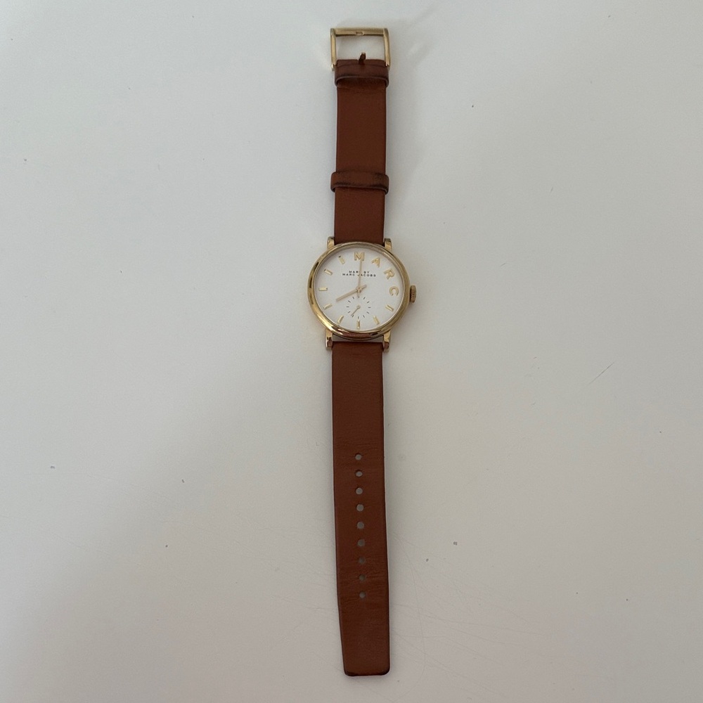 Brown Leather Strap Gold Watch